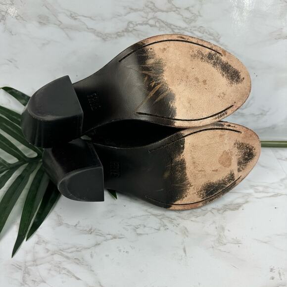 Frye Courtney Suede Slingback Heeled Mule Bootie Black Size 9 - Picture 10 of 13